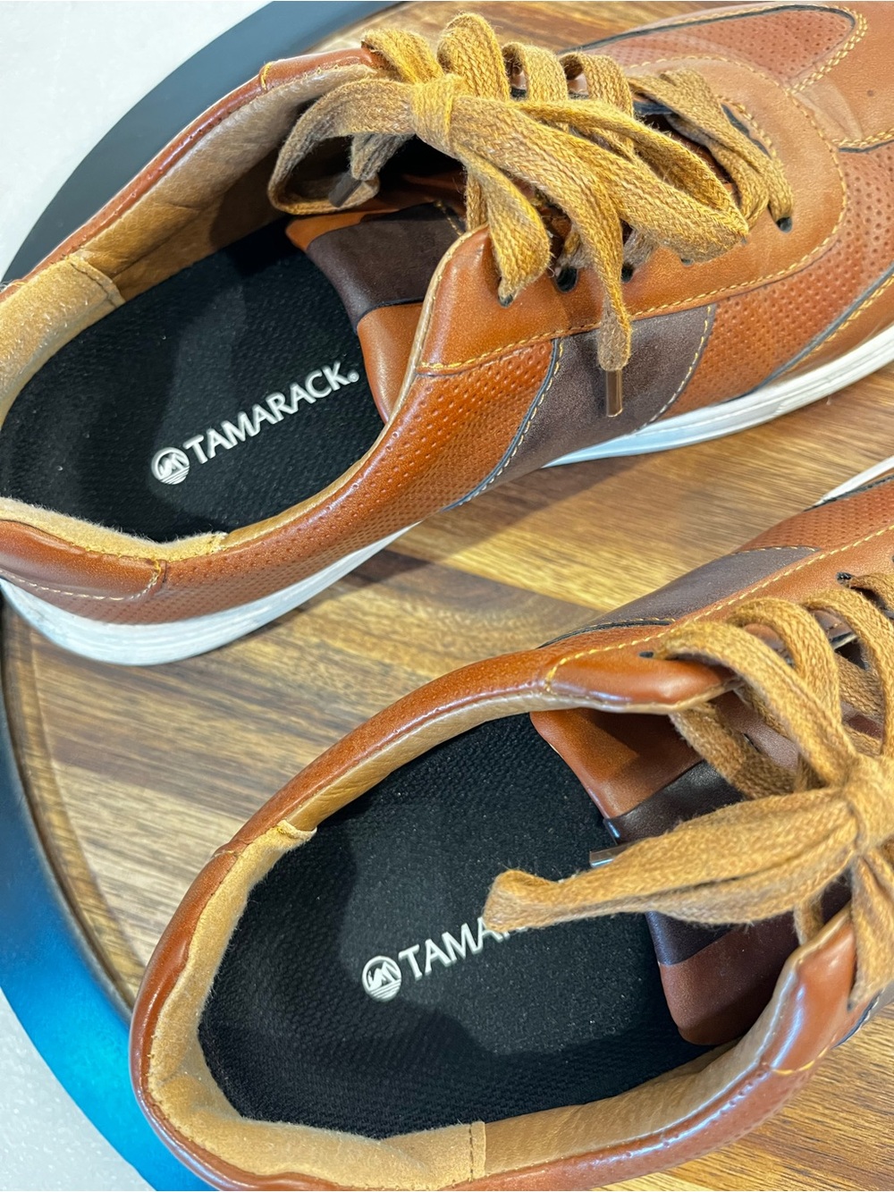 Tamarack Men's Tan/Brown Leather Lace-Up Sneakers